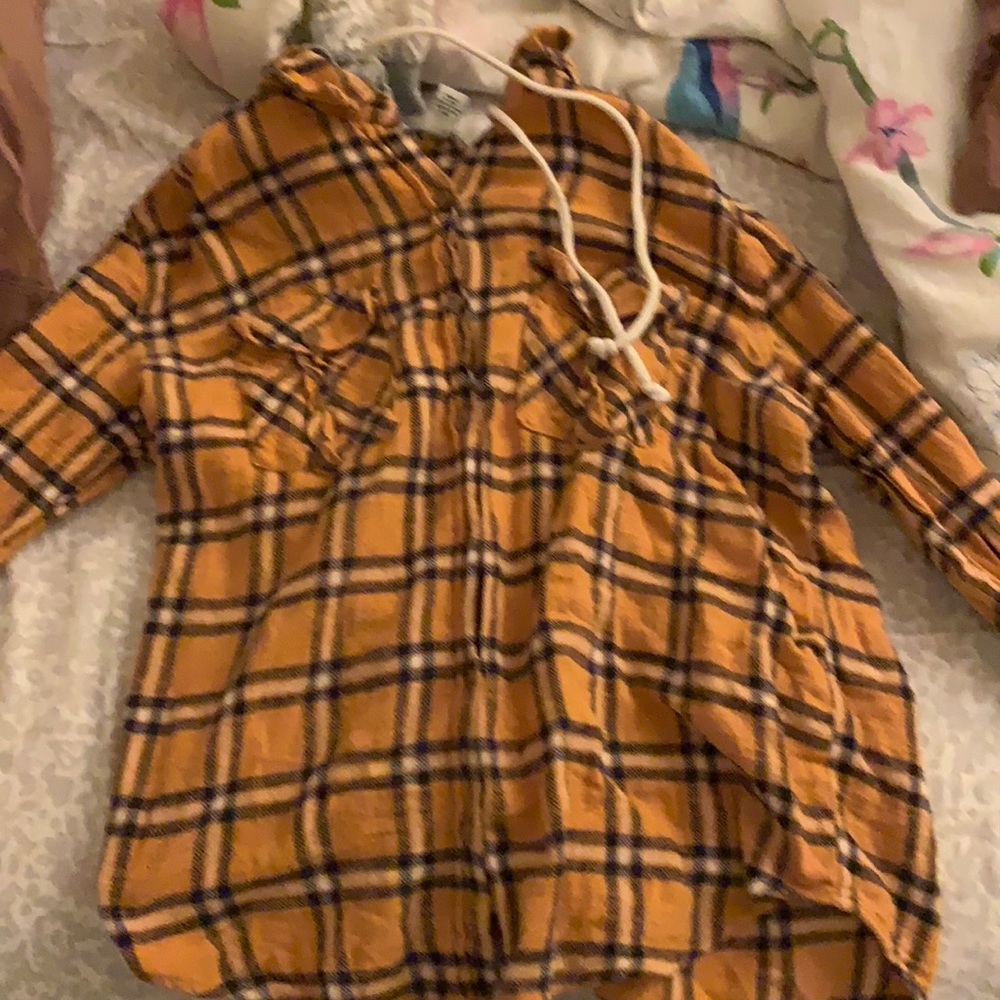 Mustard yellow plaid hoodie